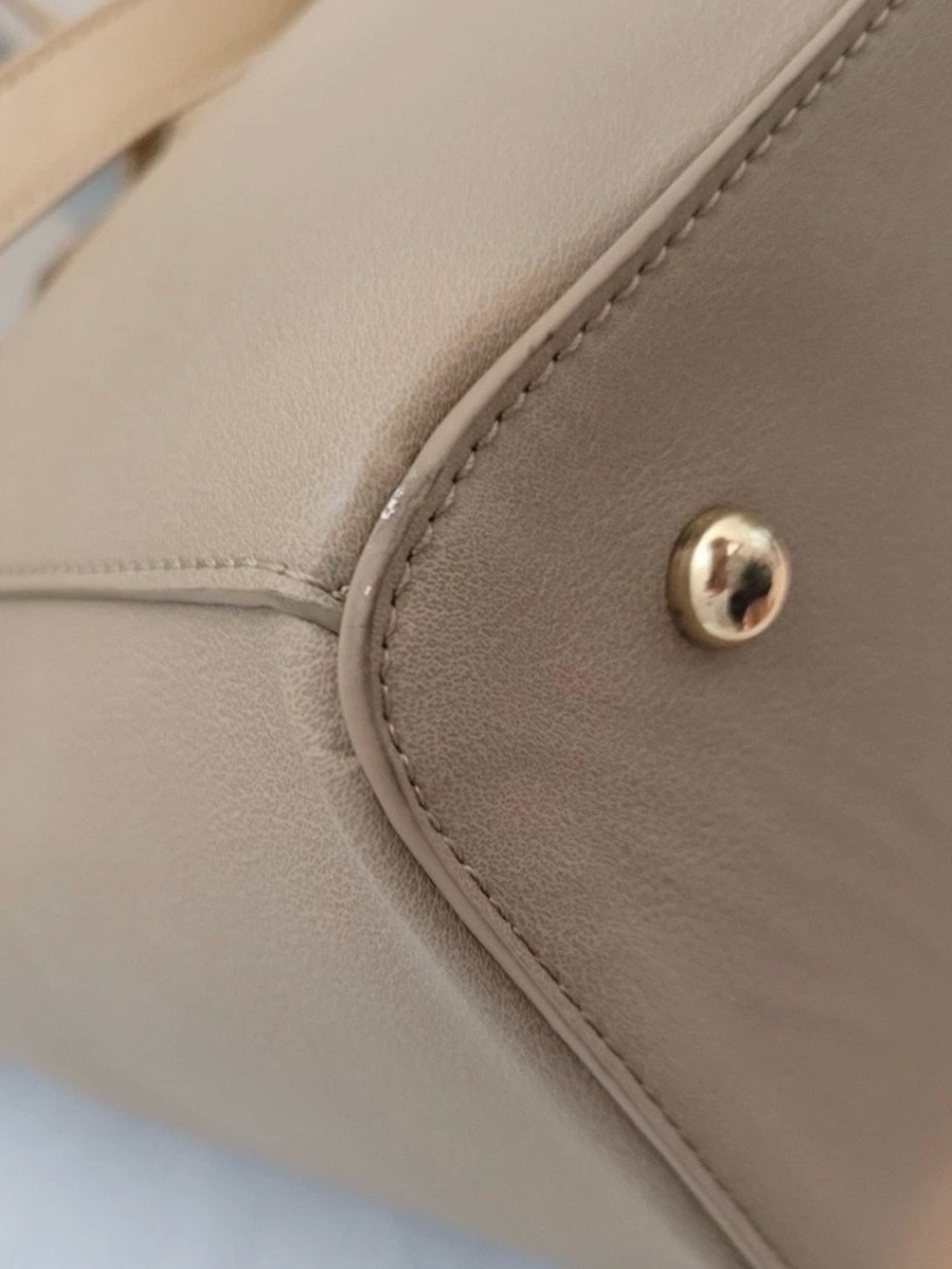 Grateful Taupe Tote Bag Faux Leather Front Zip Pocket Large - Picture 11 of 16